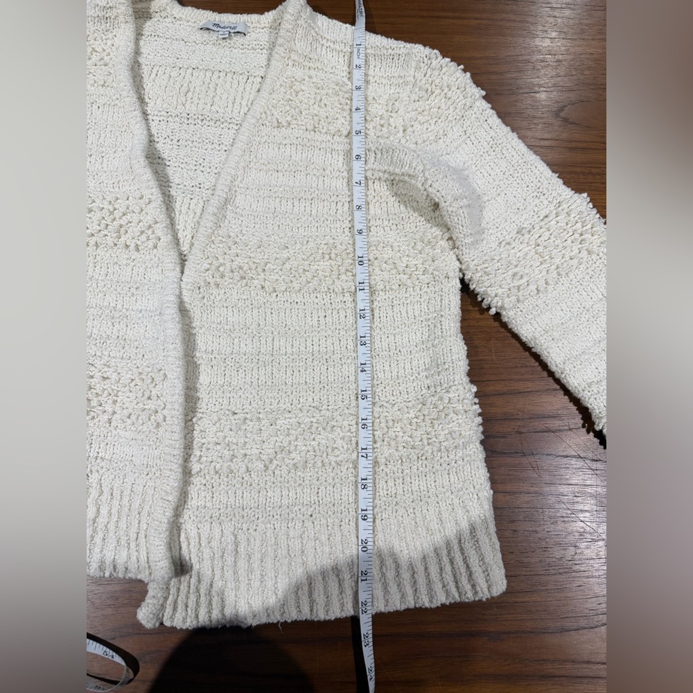 Madewell Bronson Textured Cardigan Sweater Ivory Size M Coastal Cotton Blend - Picture 7 of 7